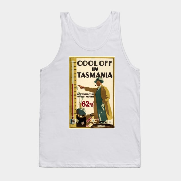 Vintage Travel Poster Cool Off in Tasmania Tank Top by vintagetreasure